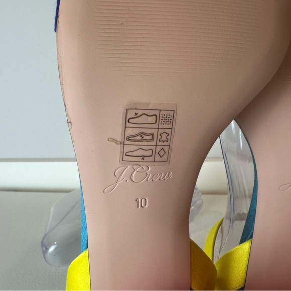 J. Crew Colorblock Satin Lucie Ankle Strap Block Heel Party Sandals Size 10 - Picture 6 of 6